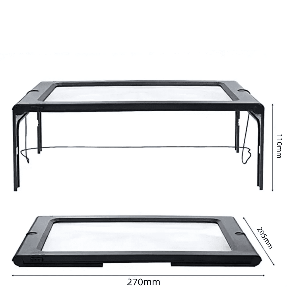 Lente d’ingrandimento pieghevole 3x LuminaFold — Struttura compatta autoportante, illuminazione a LED
