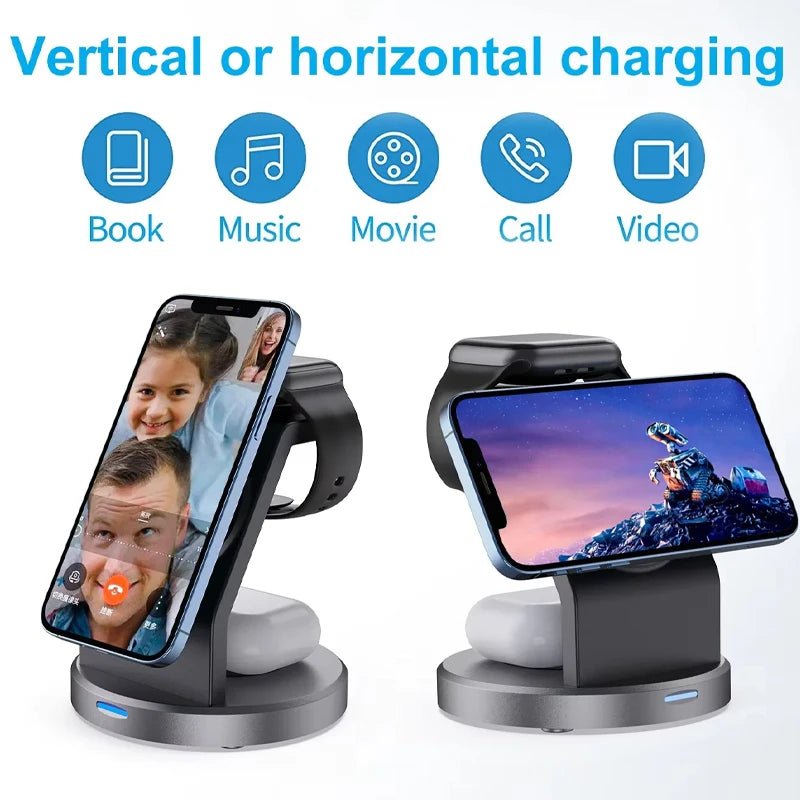 Base de carga magnética 3-in-1 TriNova: iPhone, Apple Watch, AirPods