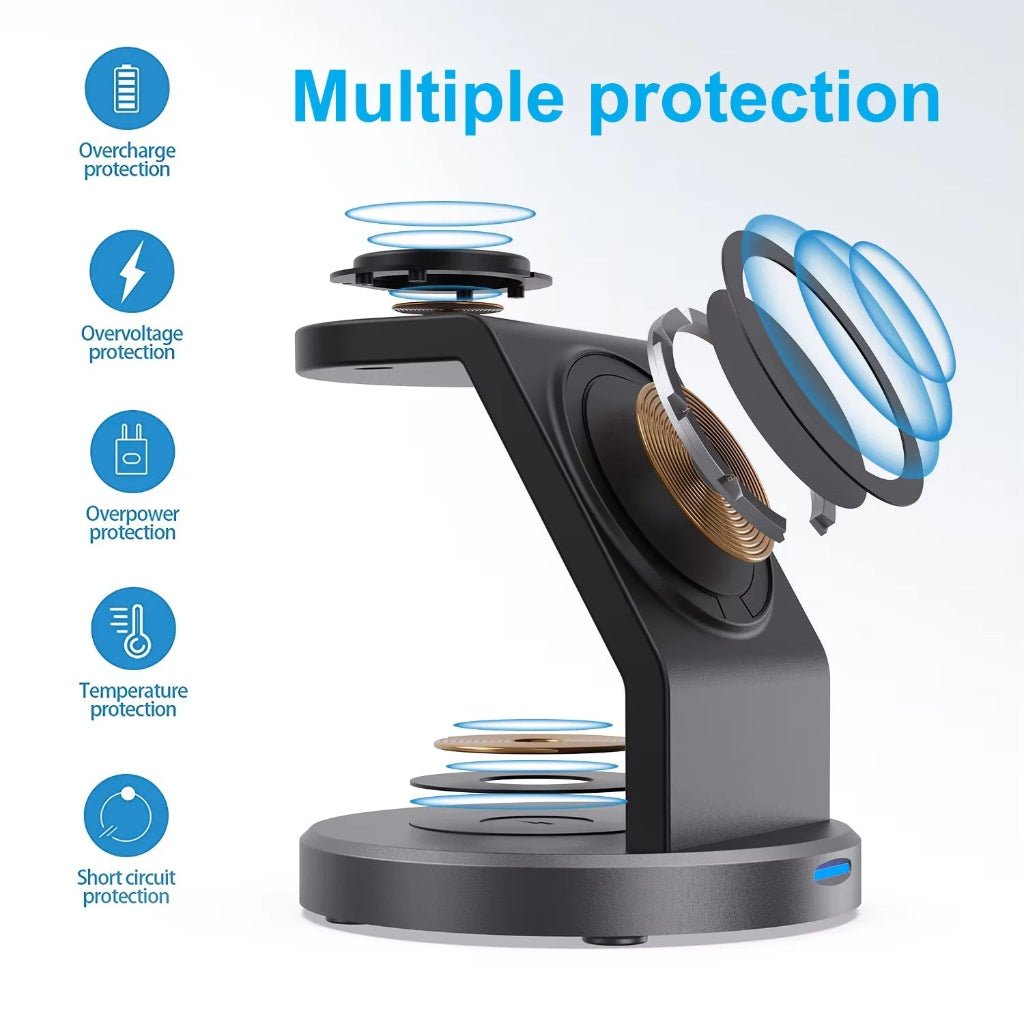 Base de carga magnética 3-in-1 TriNova: iPhone, Apple Watch, AirPods