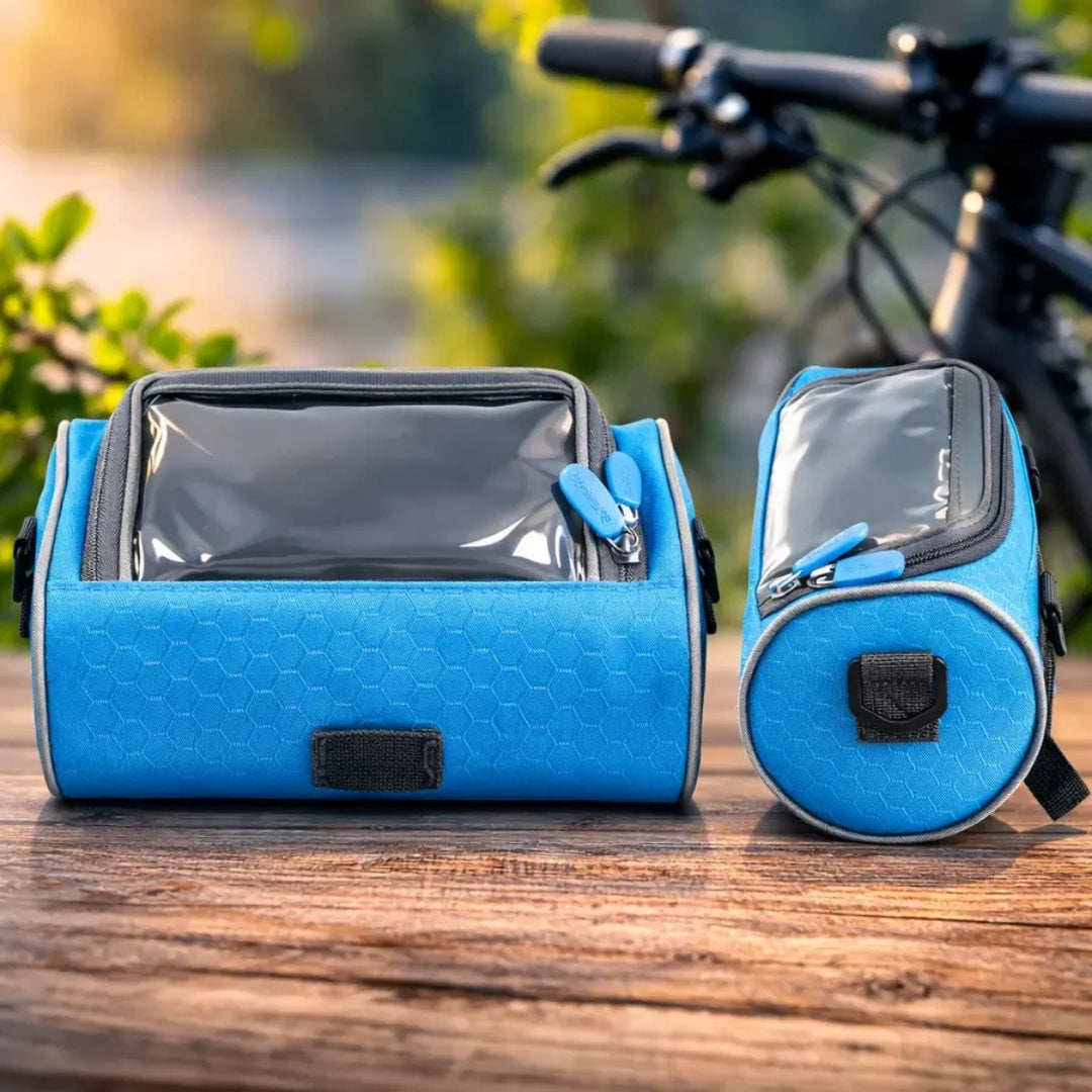 Taška na kolo na řídítka s průhledným dotykovým okénkem – voděodolné pouzdro na telefon pro cyklistiku, navigaci a uložení nezbytností