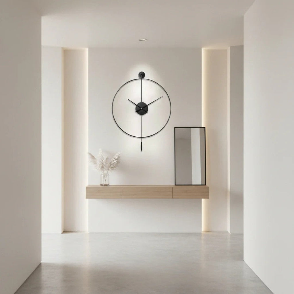 Velké kovové kyvadlové nástěnné hodiny – Tichý kulatý quartzový design