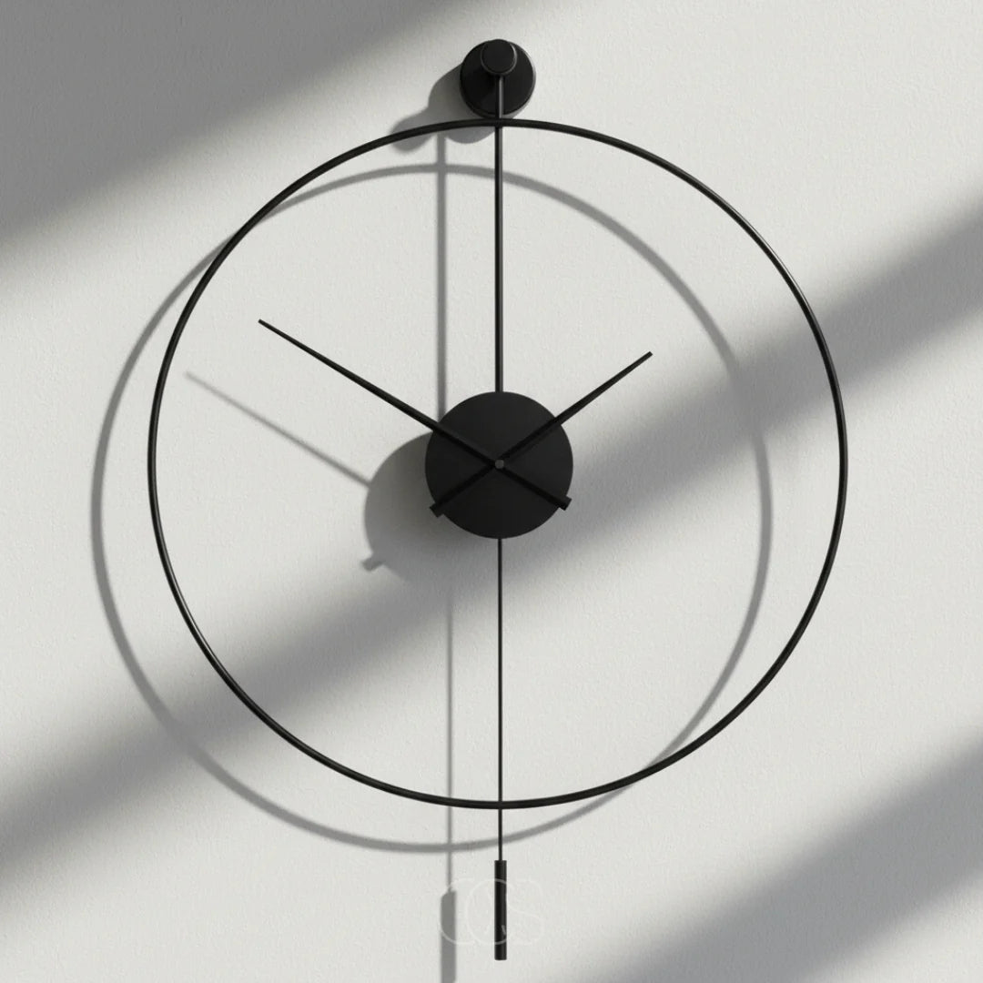 Velké kovové kyvadlové nástěnné hodiny – Tichý kulatý quartzový design