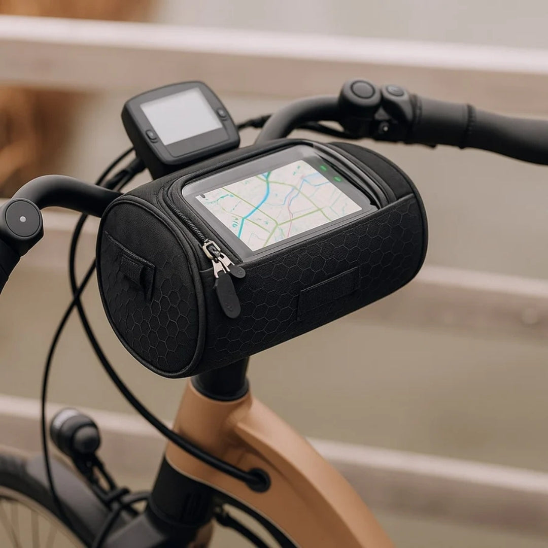 Taška na kolo na řídítka s průhledným dotykovým okénkem – voděodolné pouzdro na telefon pro cyklistiku, navigaci a uložení nezbytností