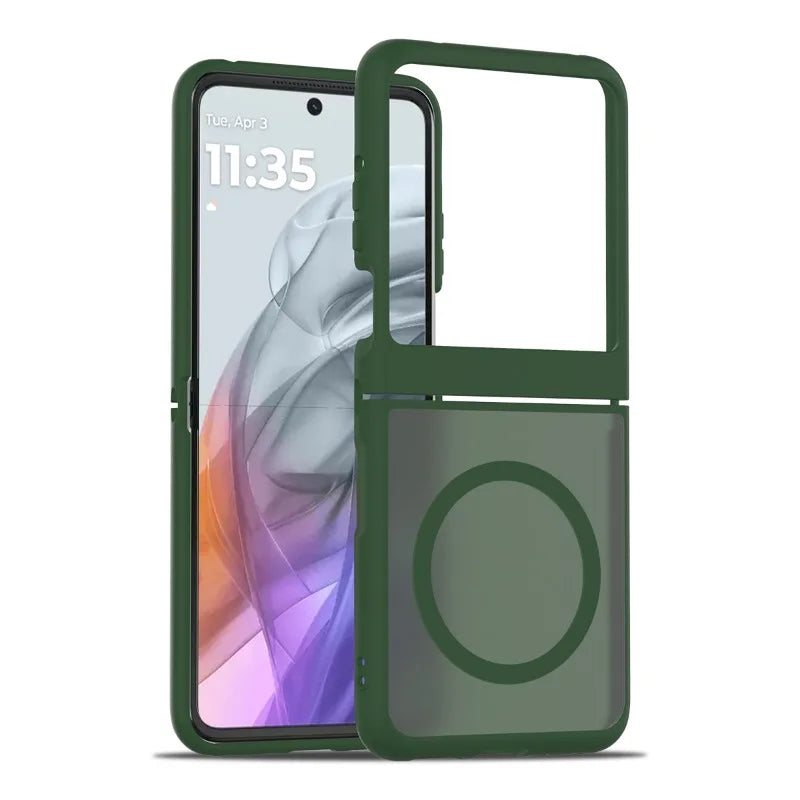 Magnetické matné pouzdro pro telefony Motorola Razr Flip — odolné proti otiskům prstů