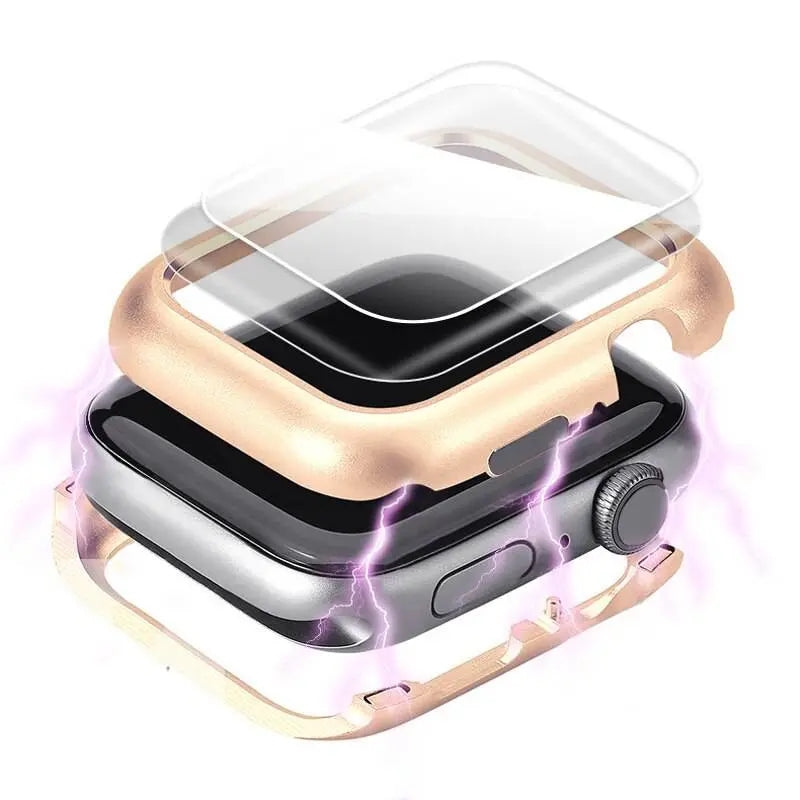 Stålhölje till Apple Watch Series 6/5/4, härdat glas, 40/44mm