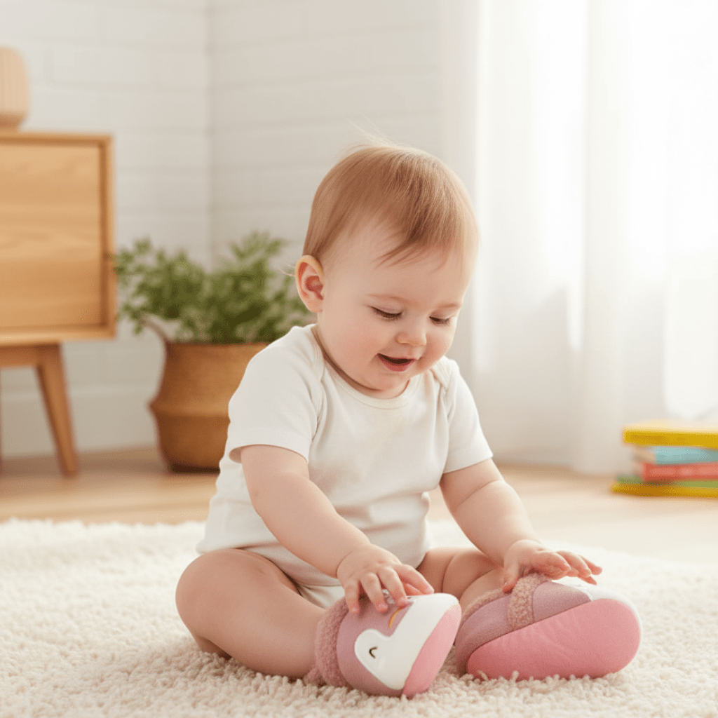 CozyTreads sklisikre tøfler for babyer — SnugPaws-design, såler med sikkert grep
