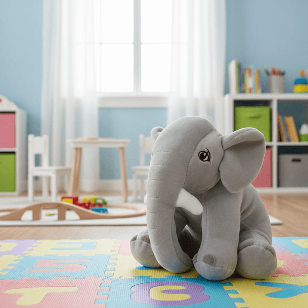 CozyPaw ベビー用ふわふわゾウのぬいぐるみ — やわらかな癒やしのおもちゃ