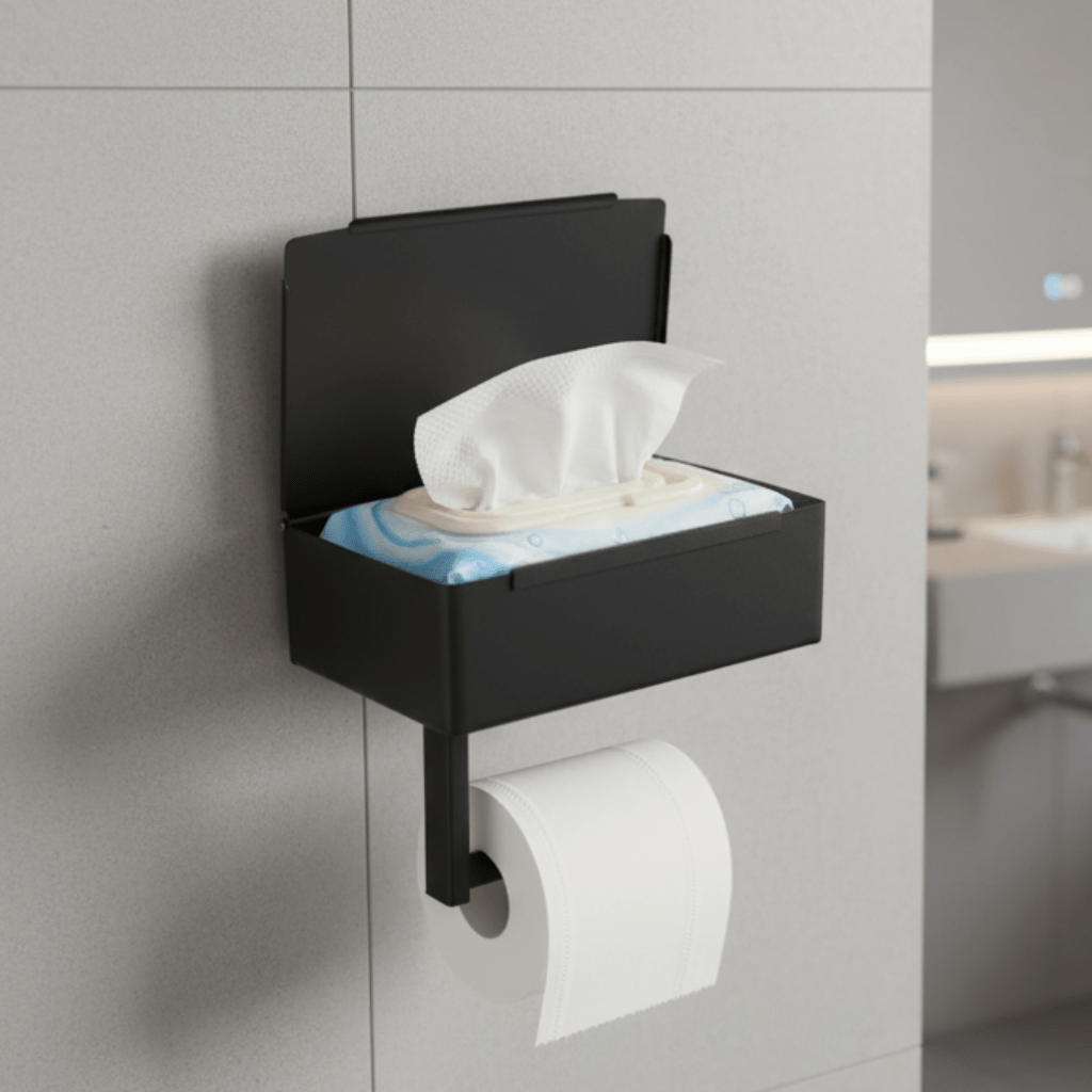 Portarrollos de papel higiénico multifuncional AstraNova — Compartimento de almacenamiento integrado