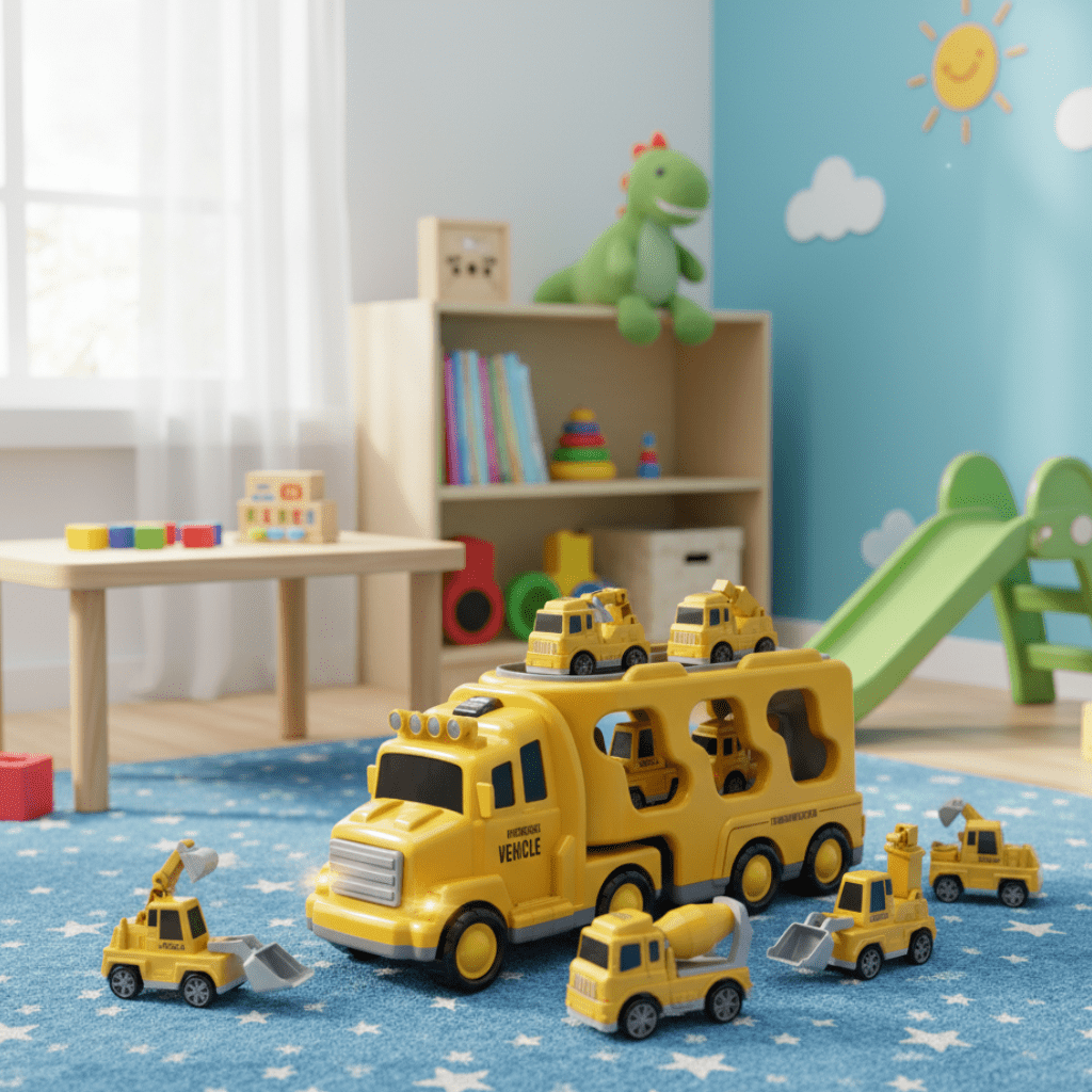 Brinquedo transportador NovaMove — Efeitos de luz e som, inclui carros de brincar e compartimento de arrumação traseiro