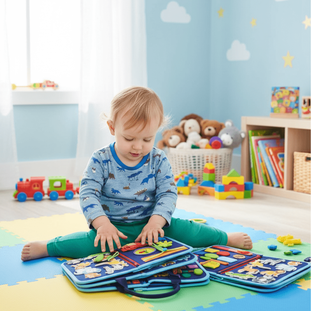 Tablero de actividades Montessori BrightNest — Entrenamiento temprano de la motricidad fina para bebés de 6 meses en adelante