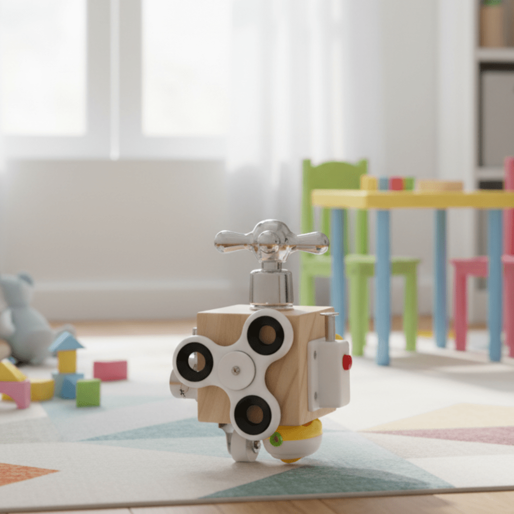 Cubo de Aprendizagem Portátil PlayCube — Cinco Painéis Interativos, Relógio e Ábaco