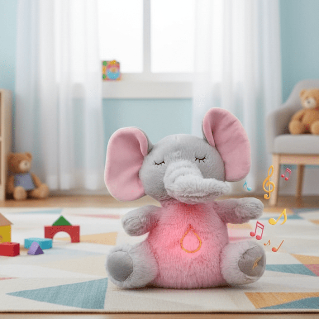 SereniPal Éléphant en peluche — Lumière respiratoire apaisante, compagnon calmant