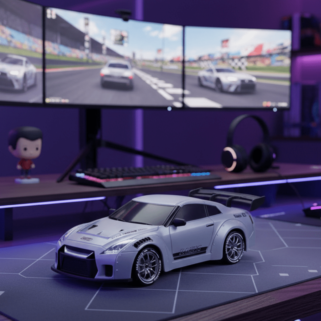 Voiture télécommandée Nova Drift à l'échelle 1:24 - châssis à transmission intégrale, roues éclairées par LED
