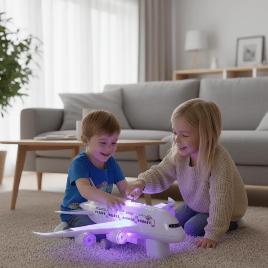 SkyNova Kids Smart Airplane Toy — Automatic Obstacle Detection, Music and LED Lighting