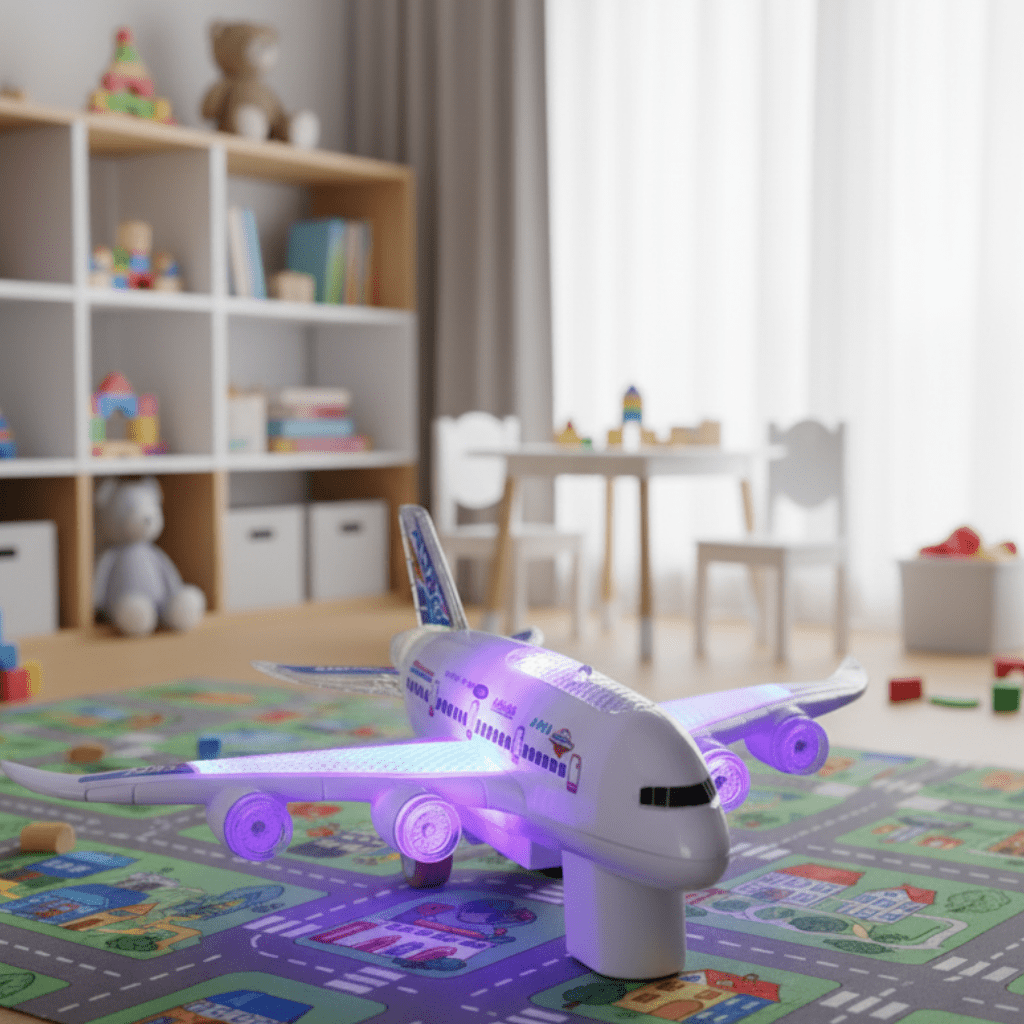 SkyNova Kids Smart Airplane Toy — Automatic Obstacle Detection, Music and LED Lighting