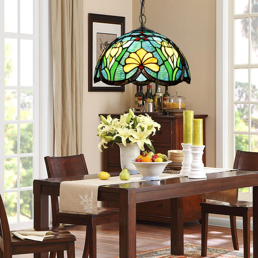 Kirelle Vintage Hanging Pendant Lamp With Glass Shade