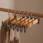 Solid Lotus Wood Hangers with Adjustable Metal Clips, 10 Pack - Euroselle