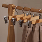 Solid Lotus Wood Hangers with Adjustable Metal Clips, 10 Pack - Euroselle