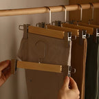 Solid Lotus Wood Hangers with Adjustable Metal Clips, 10 Pack - Euroselle