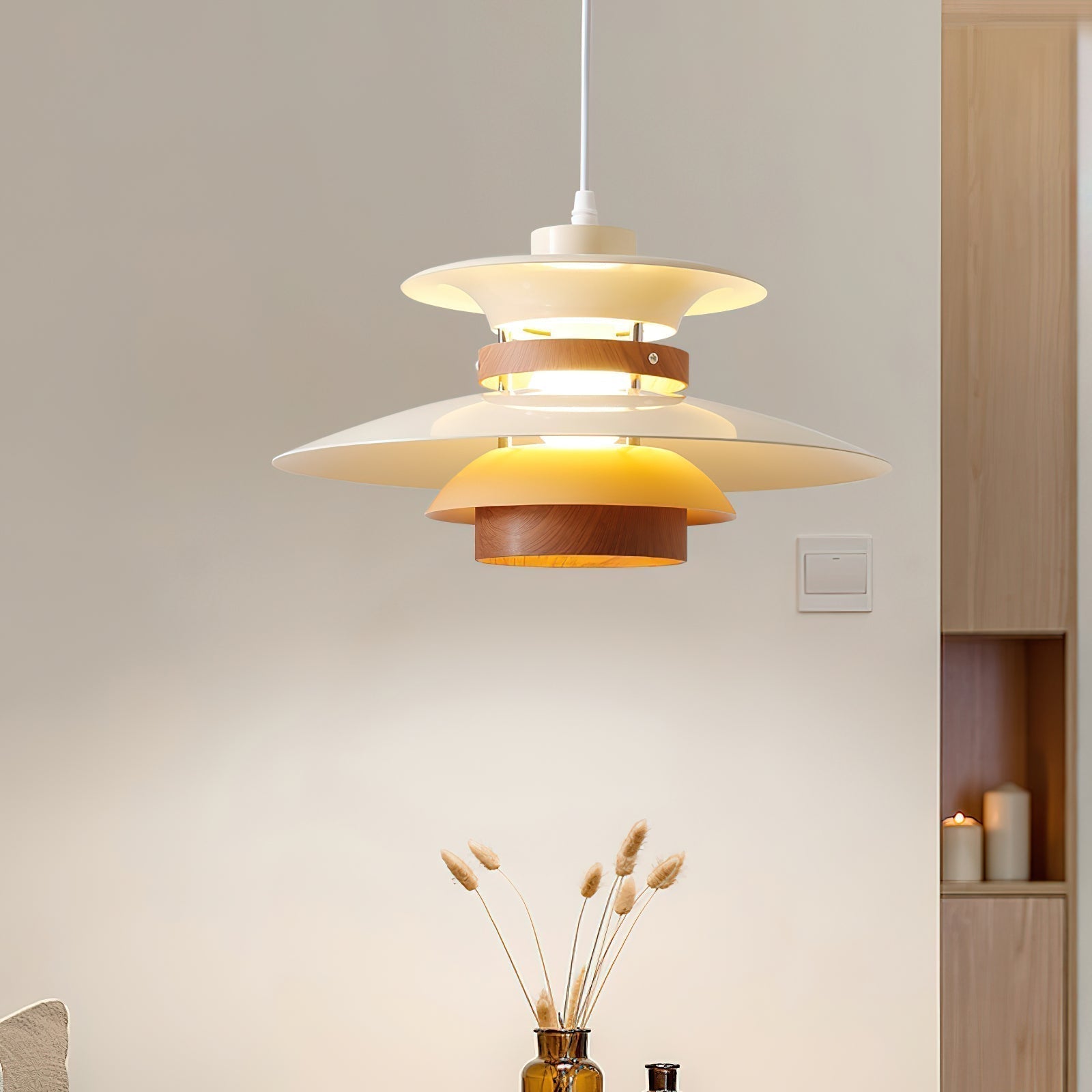 Arleston Pendant Light With LEDs And Metal Wood Accents