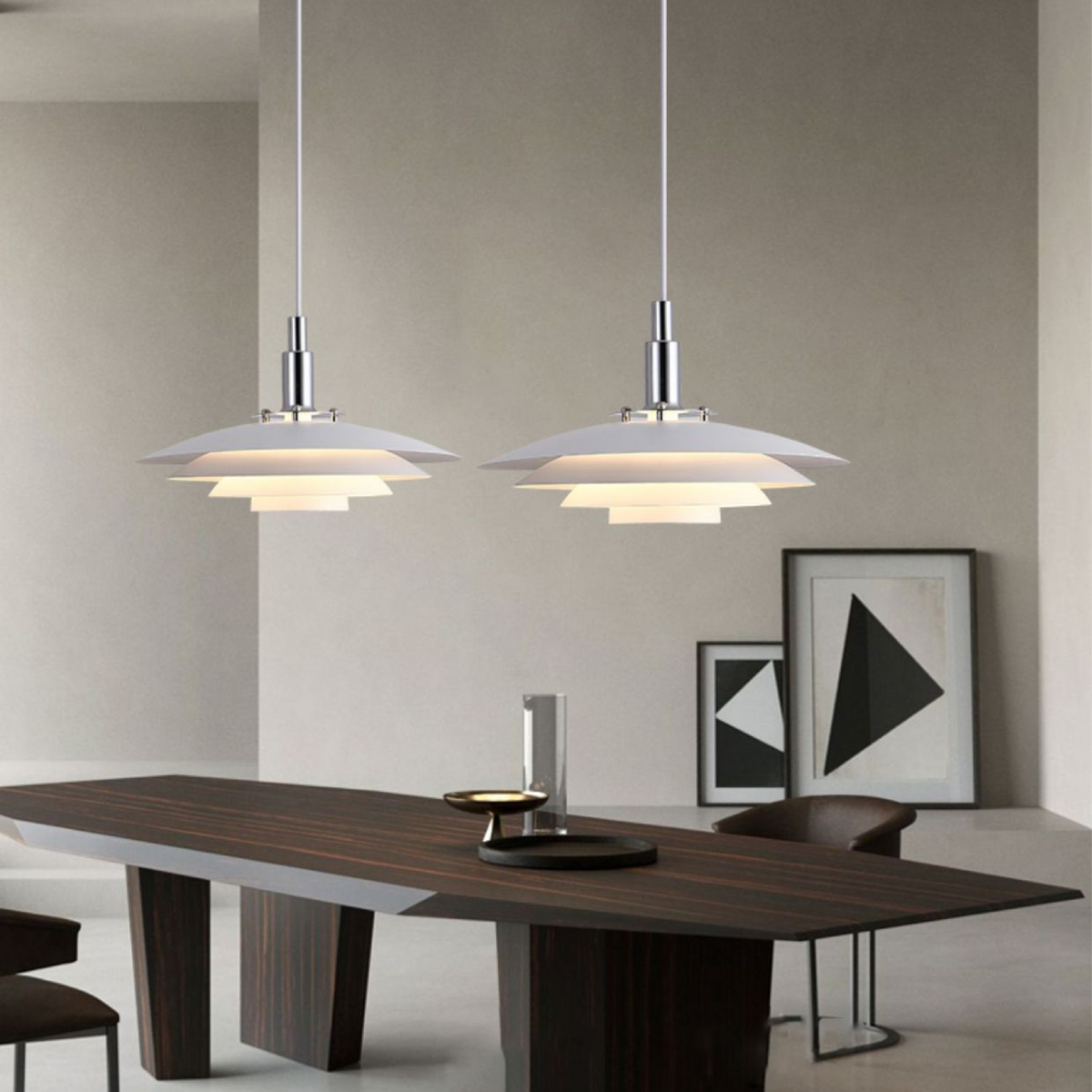 Hängeleuchte mit abgestuftem Metallschirm, 15 in, schwarz, für Kücheninsel und Esszimmer, über dem Tisch, nordisch-modern-minimalistische Deckenleuchte, verstellbar