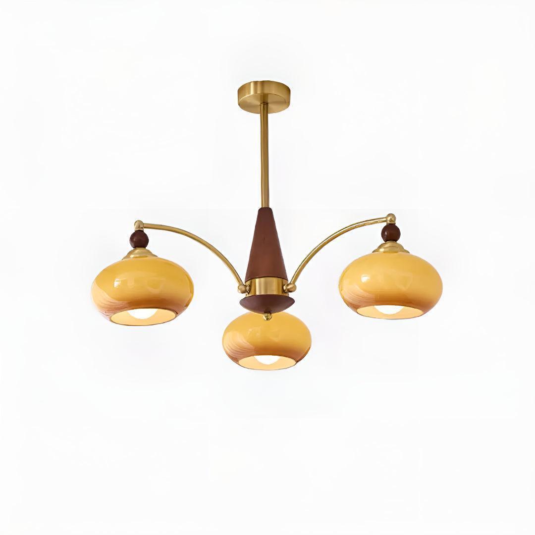 Mid-Century, többkarú csillár — matt üvegbúrás függőlámpa