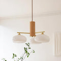 Lampadario mid-century in ottone — Diffusori in vetro opalino