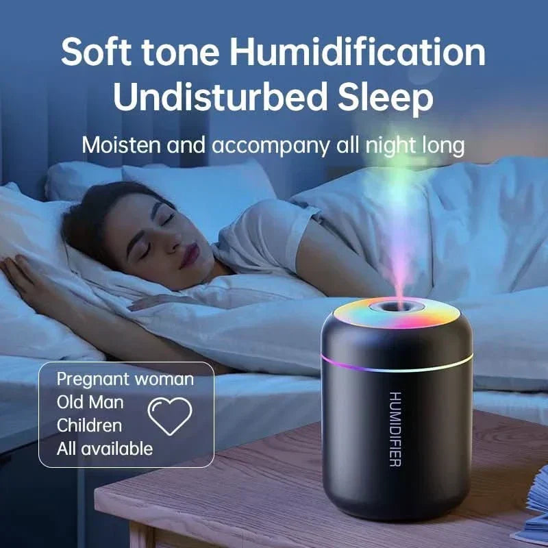 LumaMist 180ml USB Desk Humidifier — Compact Body and Desk LED Lighting
