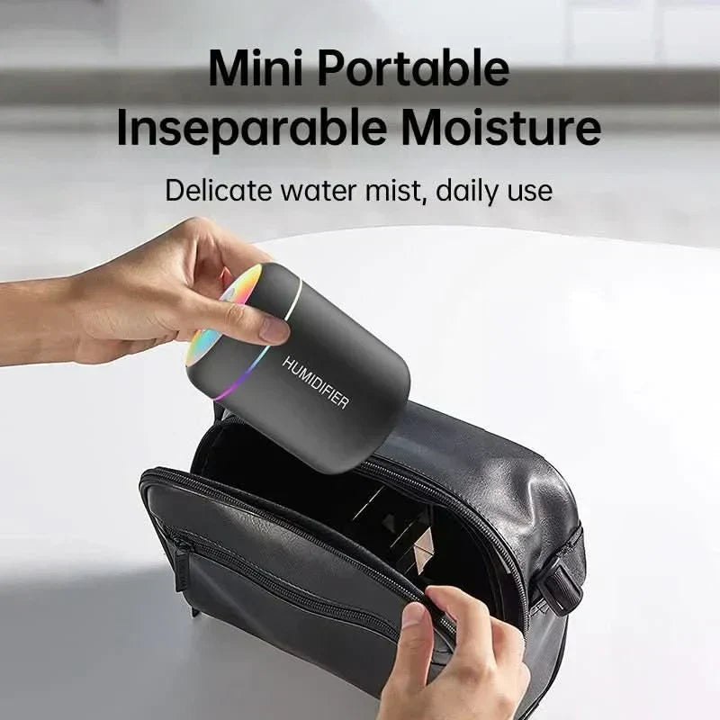 LumaMist 180ml USB Desk Humidifier — Compact Body and Desk LED Lighting