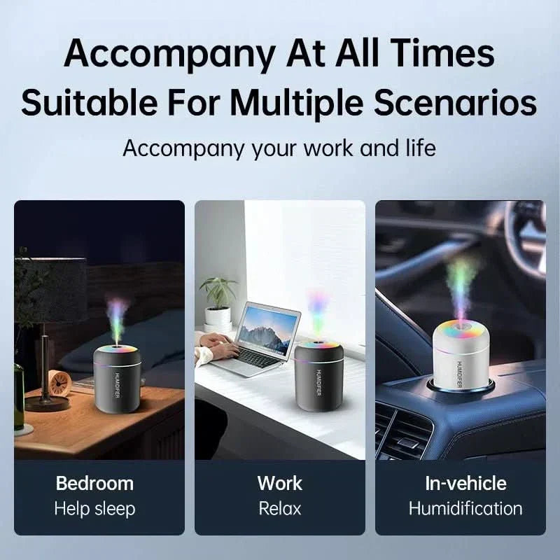 LumaMist 180ml USB Desk Humidifier — Compact Body and Desk LED Lighting