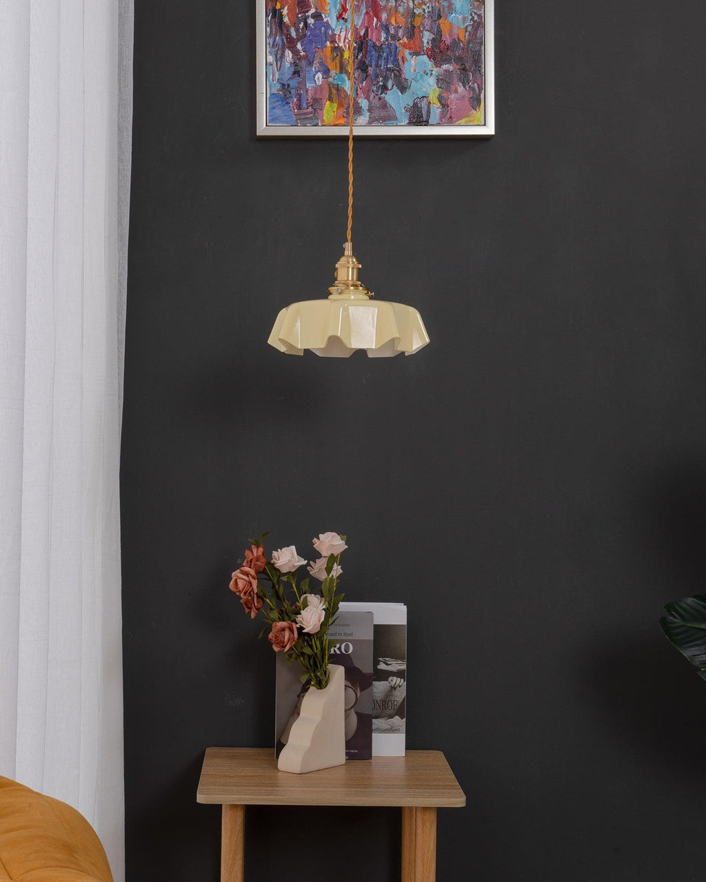 Textured Dome Pendant Light — Adjustable Height, White, Beige, Pink & Blue