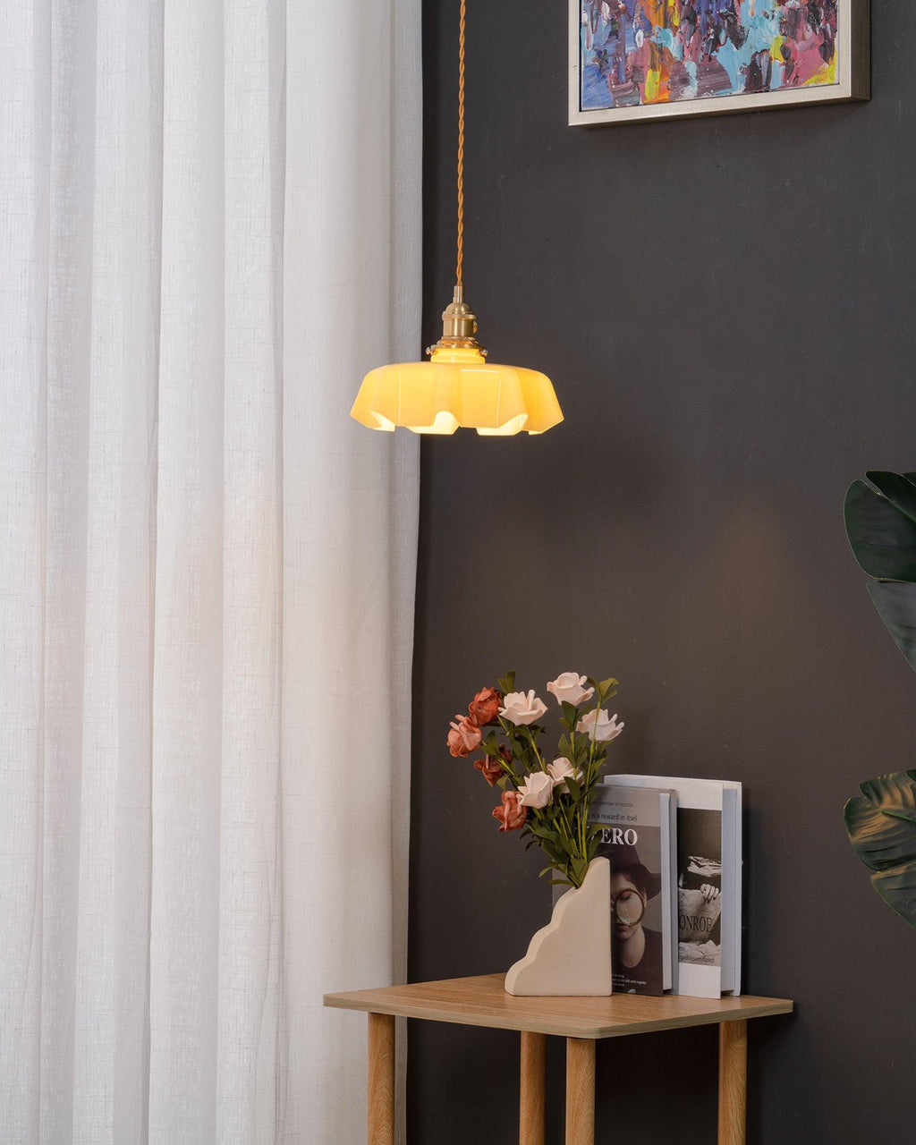 Textured Dome Pendant Light — Adjustable Height, White, Beige, Pink & Blue