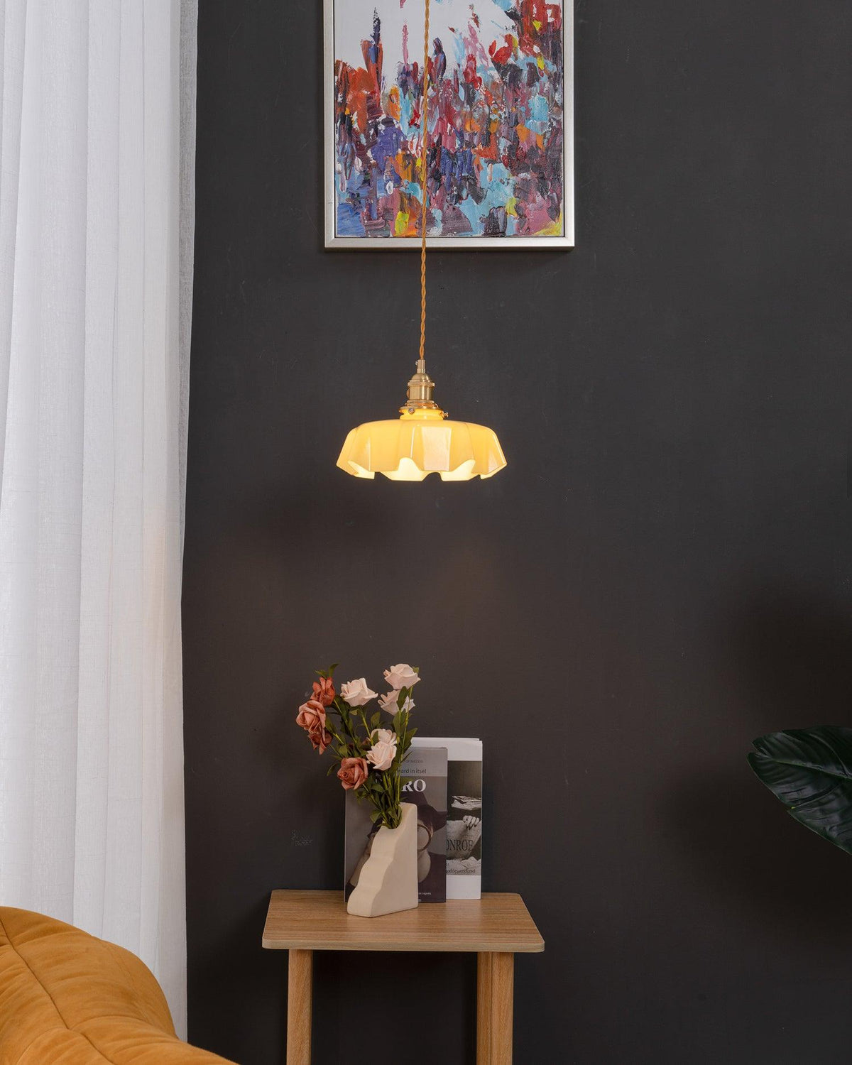 Textured Dome Pendant Light — Adjustable Height, White, Beige, Pink & Blue