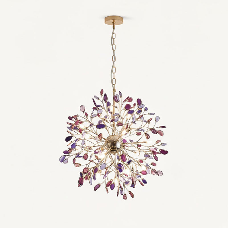 Agate Branch Chandelier 23-Inch Gold Finish Multi-Arm Adjustable G4 Fixture for Dining Room Living Room Statement Lighting Multicolor Natura