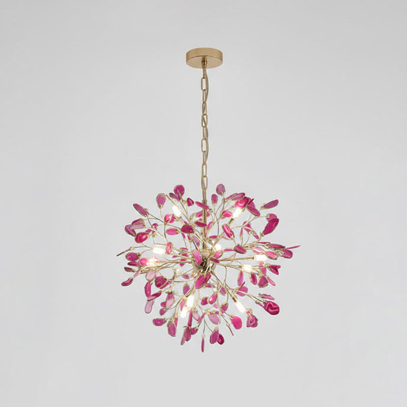 Agate Branch Chandelier 23-Inch Gold Finish Multi-Arm Adjustable G4 Fixture for Dining Room Living Room Statement Lighting Multicolor Natura