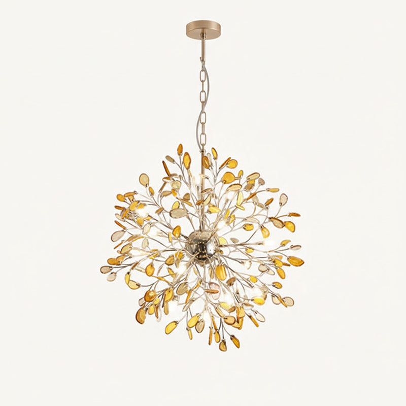 Agate Branch Chandelier 23-Inch Gold Finish Multi-Arm Adjustable G4 Fixture for Dining Room Living Room Statement Lighting Multicolor Natura