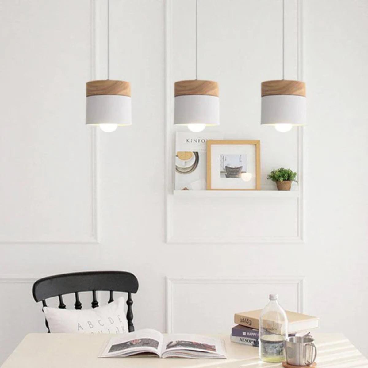 Modern Ceiling Pendant Light — Minimalistic Wooden Base