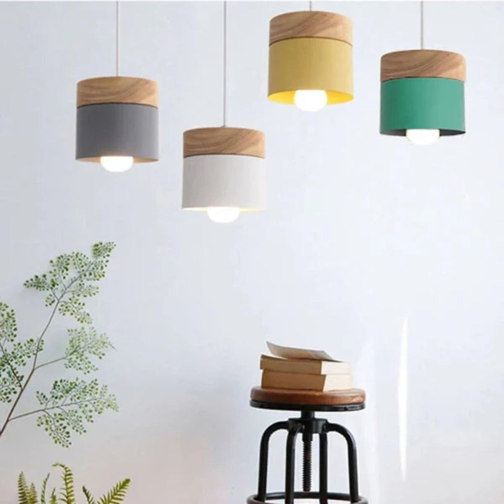 Modern Ceiling Pendant Light — Minimalistic Wooden Base