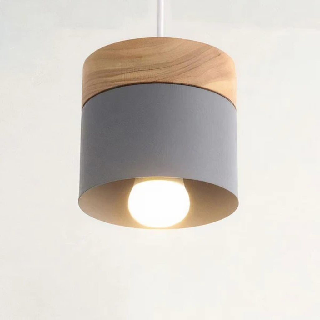 Modern Ceiling Pendant Light — Minimalistic Wooden Base