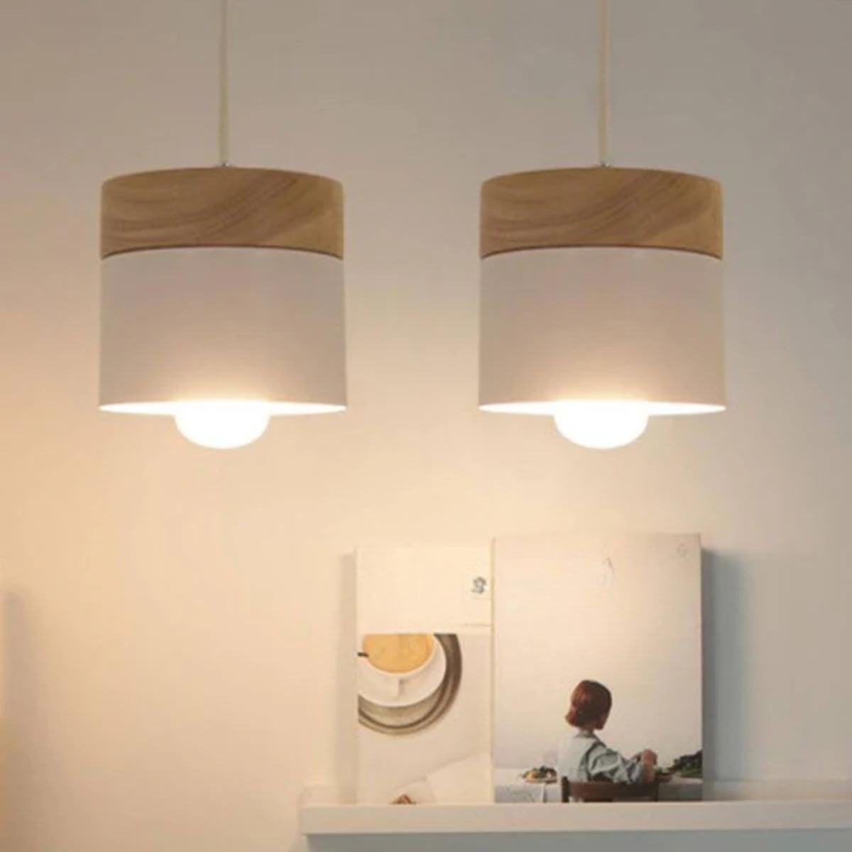 Modern Ceiling Pendant Light — Minimalistic Wooden Base