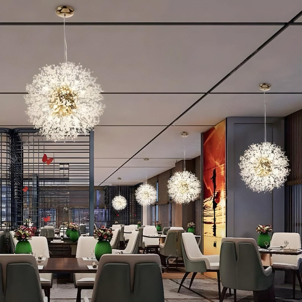 Modern Dandelion Pendant Chandelier — Elegant Starburst Wire Design