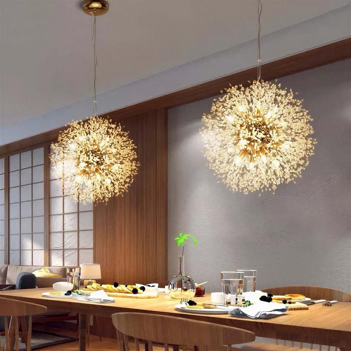 Modern Dandelion Pendant Chandelier — Elegant Starburst Wire Design