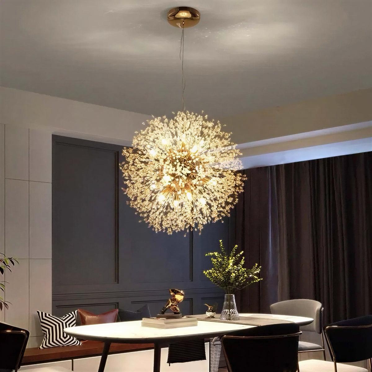 Modern Dandelion Pendant Chandelier — Elegant Starburst Wire Design
