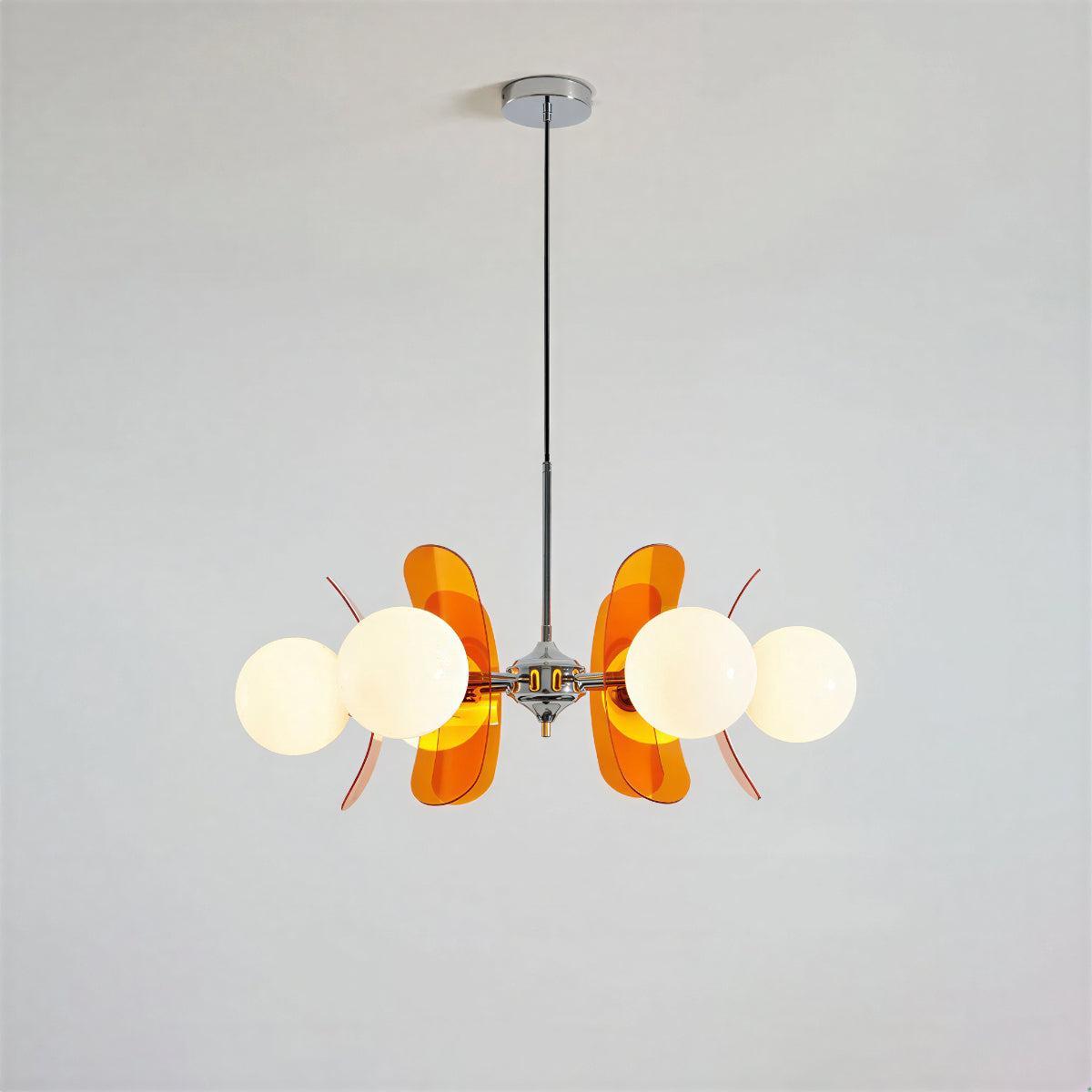 Candelabru Sputnik modern — plafonieră cu abajururi glob din sticlă