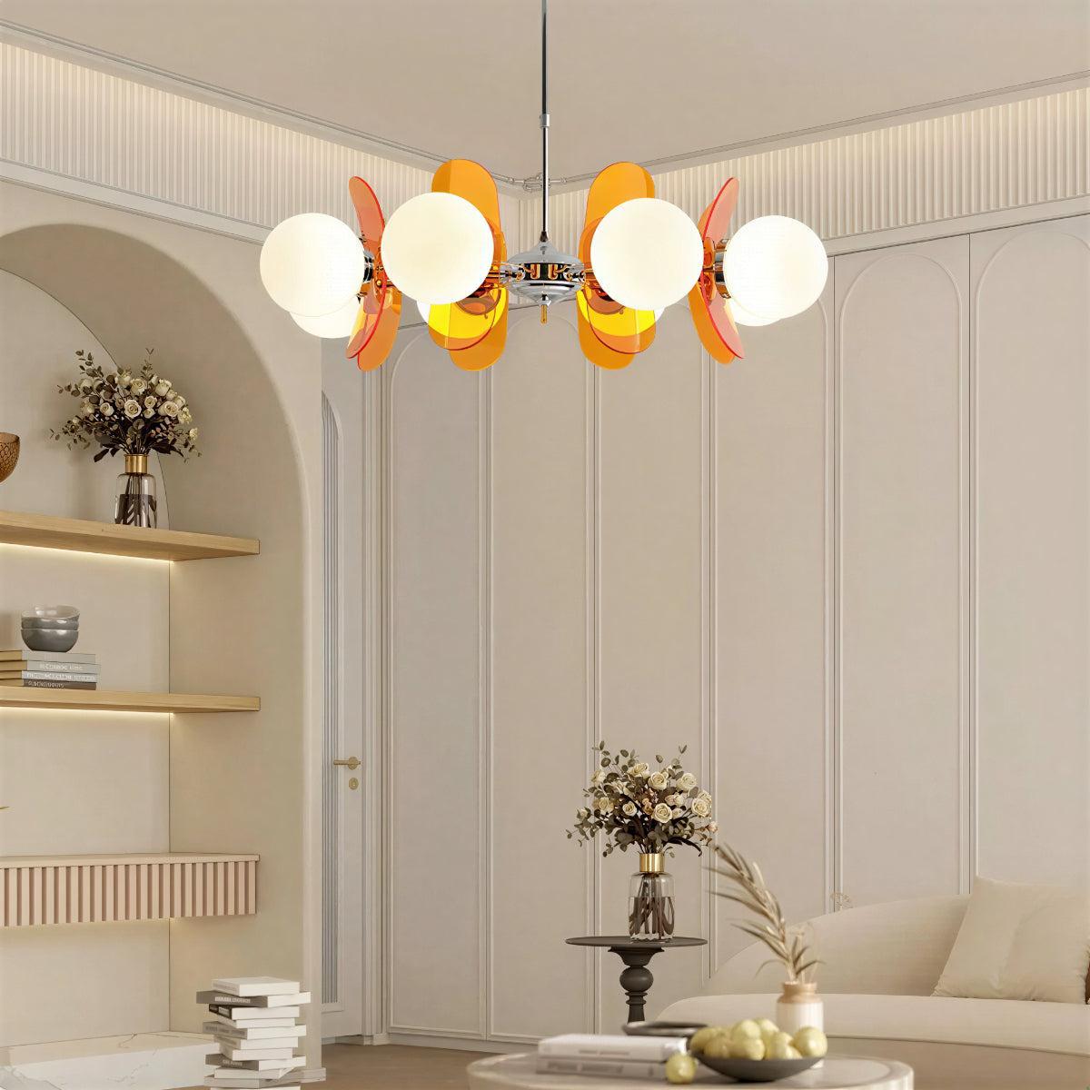Candelabru Sputnik modern — plafonieră cu abajururi glob din sticlă