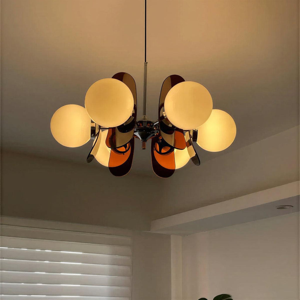 Candelabru Sputnik modern — plafonieră cu abajururi glob din sticlă
