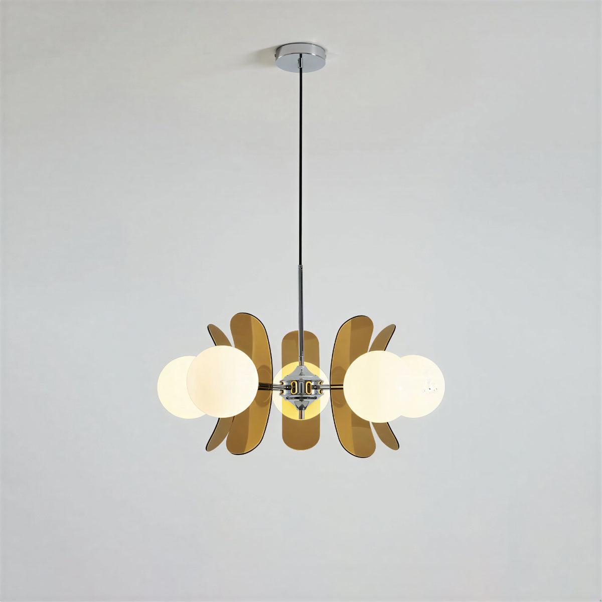 Candelabru Sputnik modern — plafonieră cu abajururi glob din sticlă