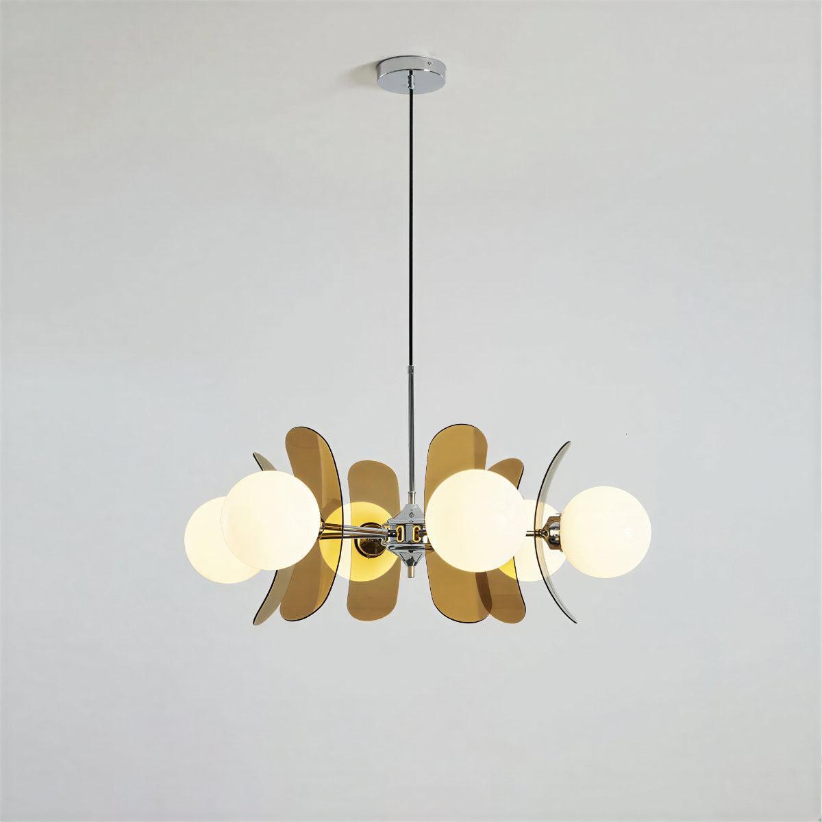 Candelabru Sputnik modern — plafonieră cu abajururi glob din sticlă