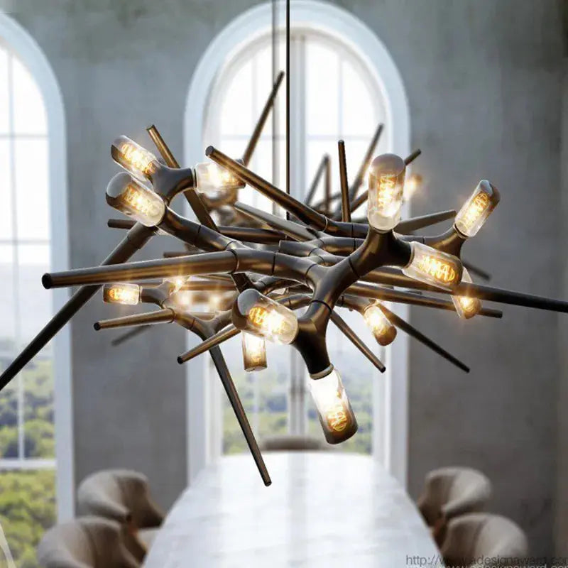 Lustră suspendată cu ramificații — Siluetă sculptată, iluminare multidirecțională