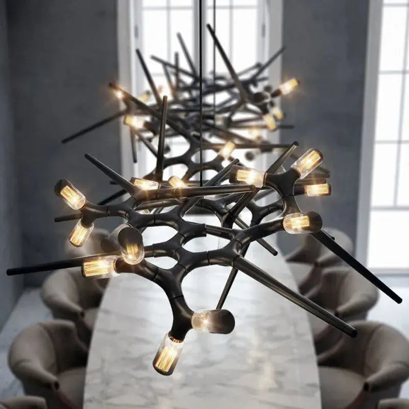 Lustră suspendată cu ramificații — Siluetă sculptată, iluminare multidirecțională